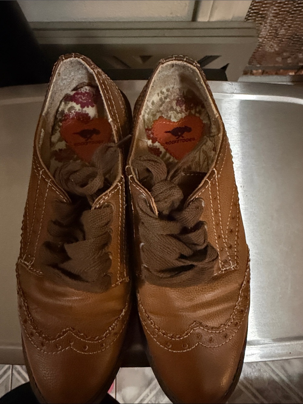 Rocket Dog Brown Leather Lace-Up Wingtip Flats